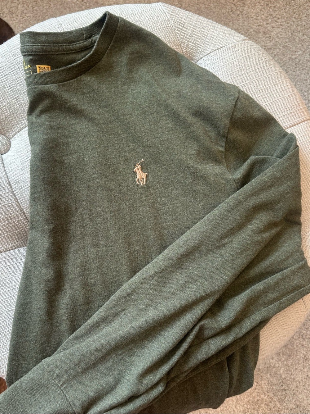 🐎Polo Ralph Lauren Olive Green Long Sleeve Crewneck Shirt - Classic Fit size M